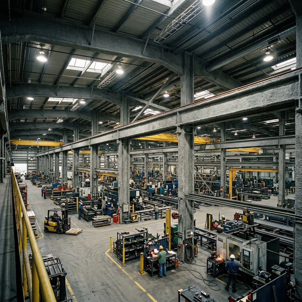 Tongi Garments Factory — cementitious fireproofing applied to large-span portal frame over 12,000m²